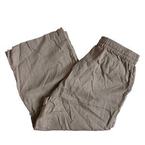 Ecupper Cropped 100% Linen Pants (Tan / Khaki) - Large